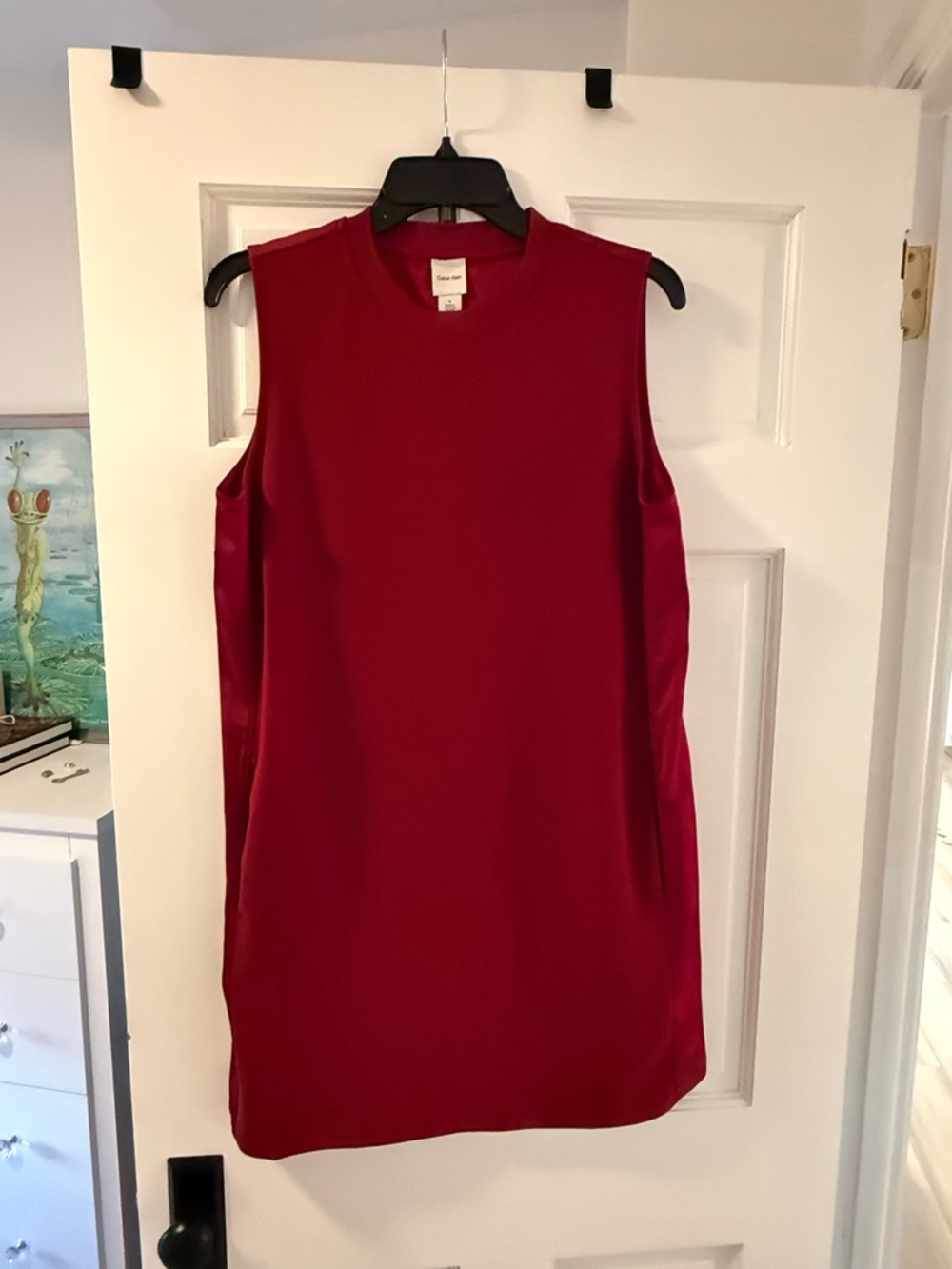 Calvin Klein Sleeveless Mini Dress in Crimson
